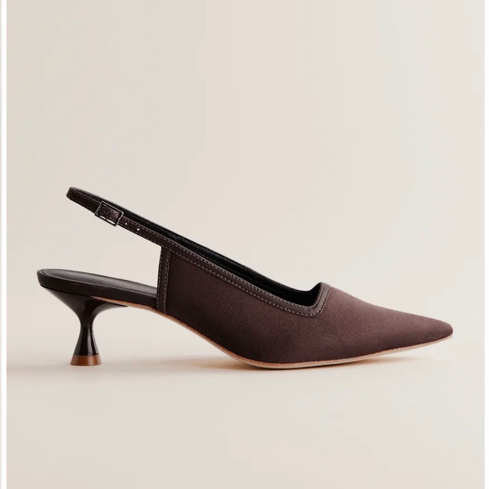 Reformation Walker Slingback Heels in Espresso Satin - Picture 4 of 12
